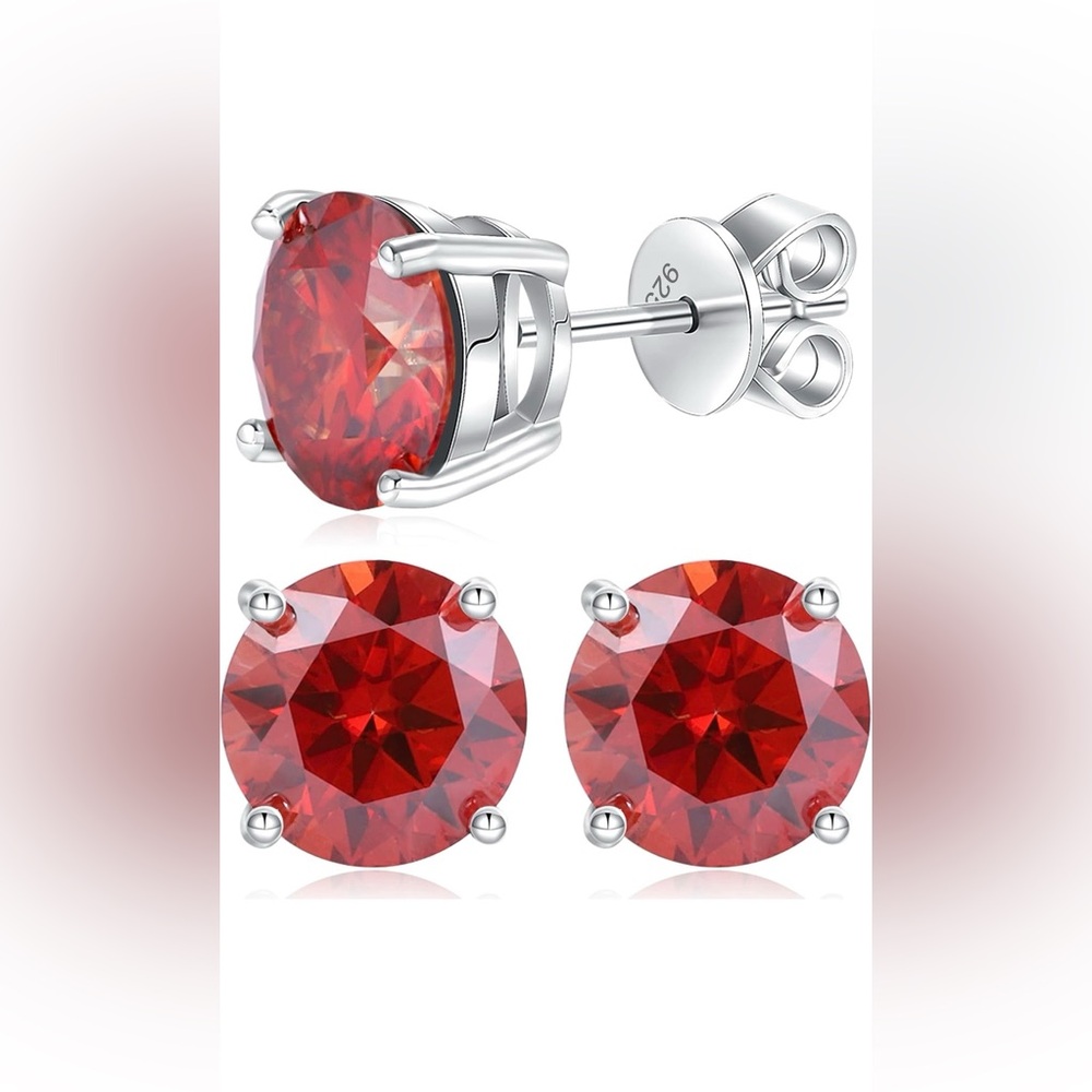 Moissanite Red Diamond Stud Earrings 1-4ct S925 Sterling Silver Hypoallergenic